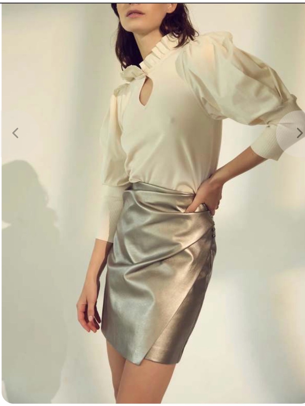 MELISSA NEPTON-Kori Skirt- Silver Metallic size Large
